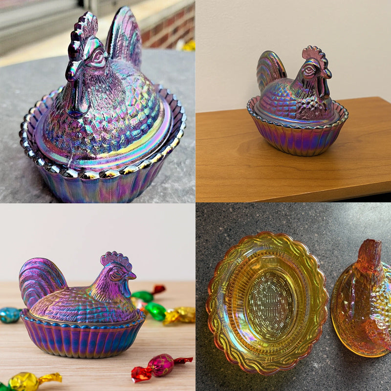 Cute Glass Hen Jar