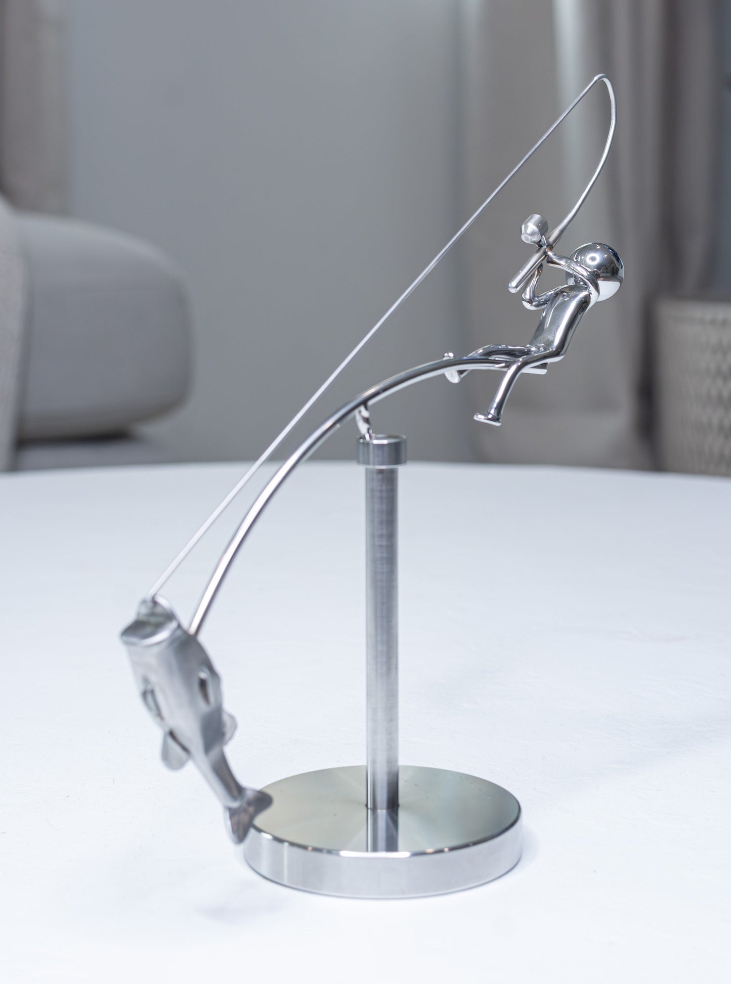 Kinetic Fisherman Sculpture