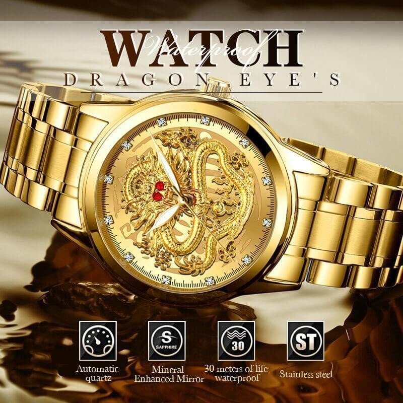⌚Embossed Golden Dragon Watch⌚✨
