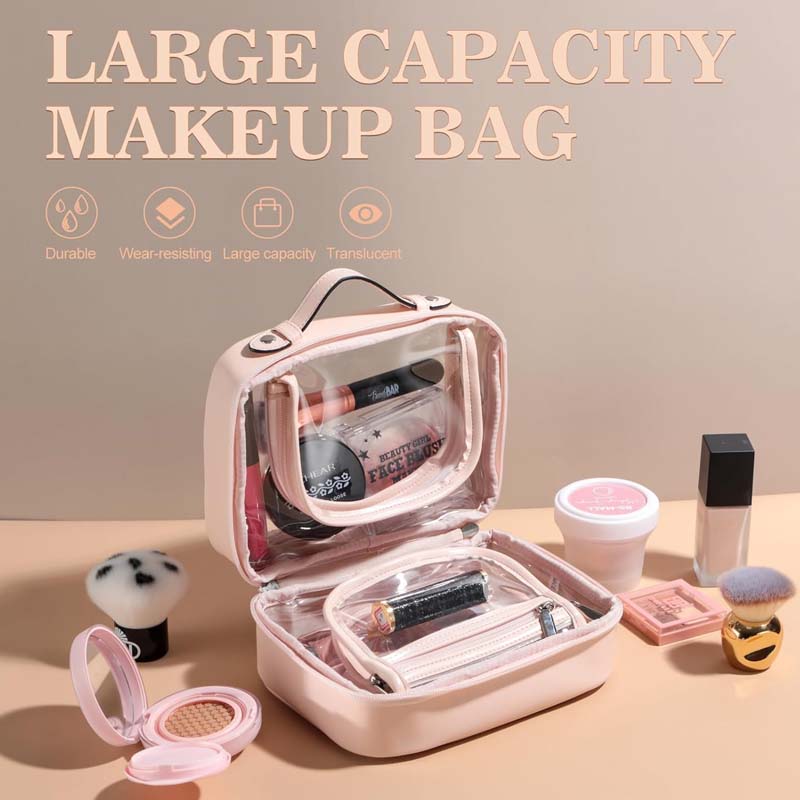 Multi-compartment travel cosmetic bag