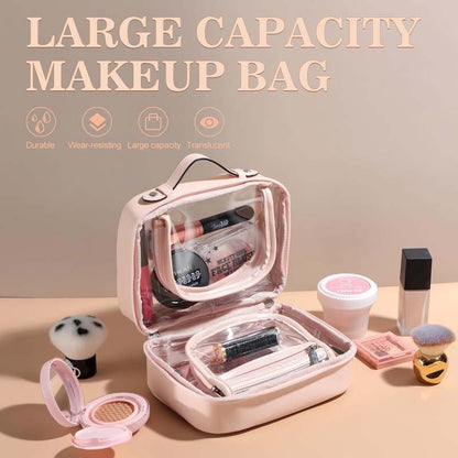 Multi-compartment travel cosmetic bag