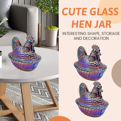 Cute Glass Hen Jar