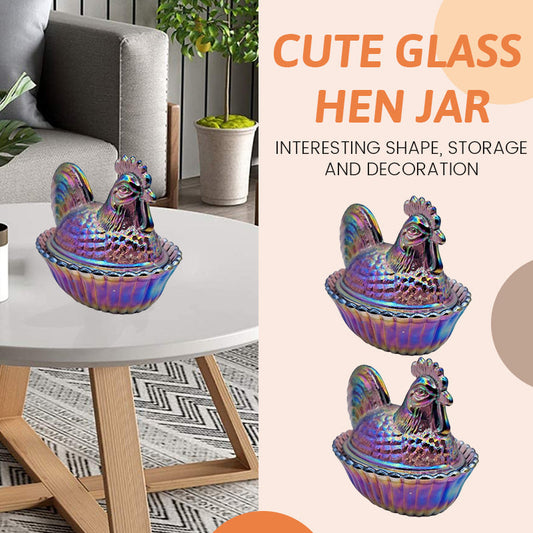 Cute Glass Hen Jar
