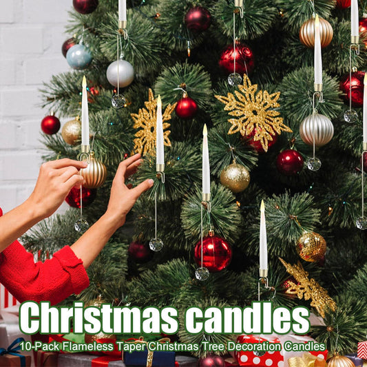 10-Pack Flameless Taper Christmas Tree Decoration Candles