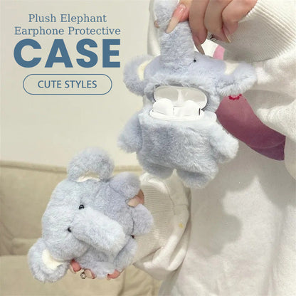 Cute Plush Elephant Earphone Protective Case