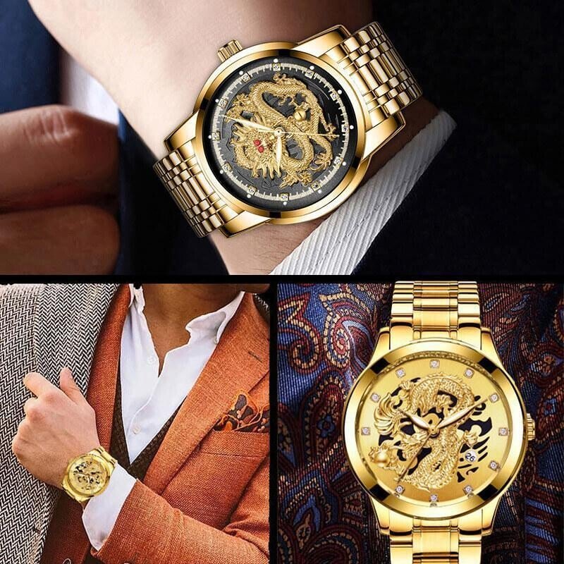 ⌚Embossed Golden Dragon Watch⌚✨
