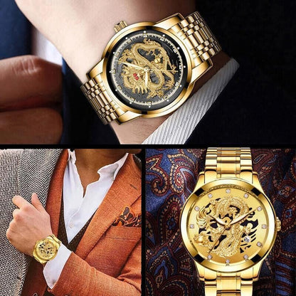 ⌚Embossed Golden Dragon Watch⌚✨