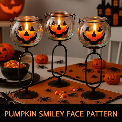 Pumpkin Glass Candlestick