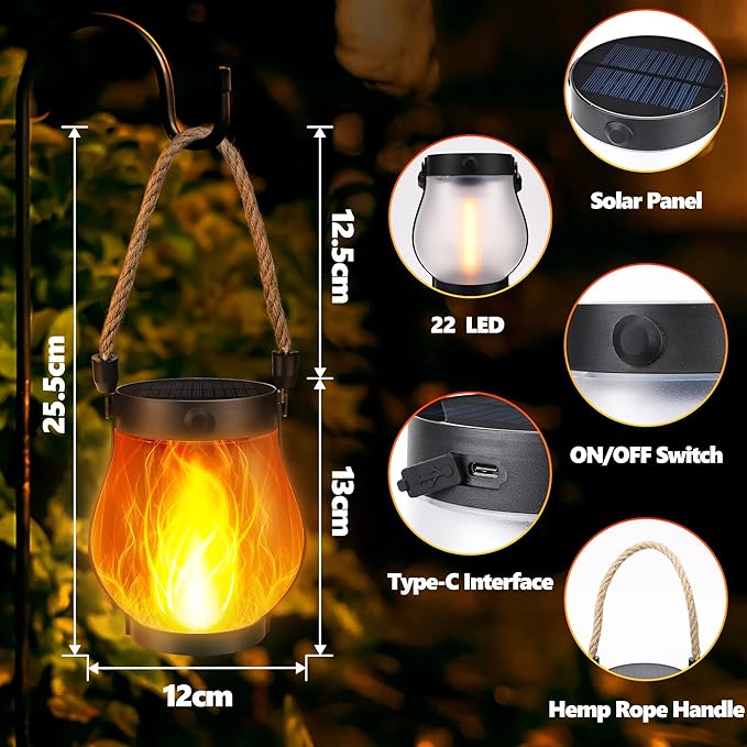 ✨Last Day 49% OFF-Dancing flame Solar Lantern Outdoor Lights