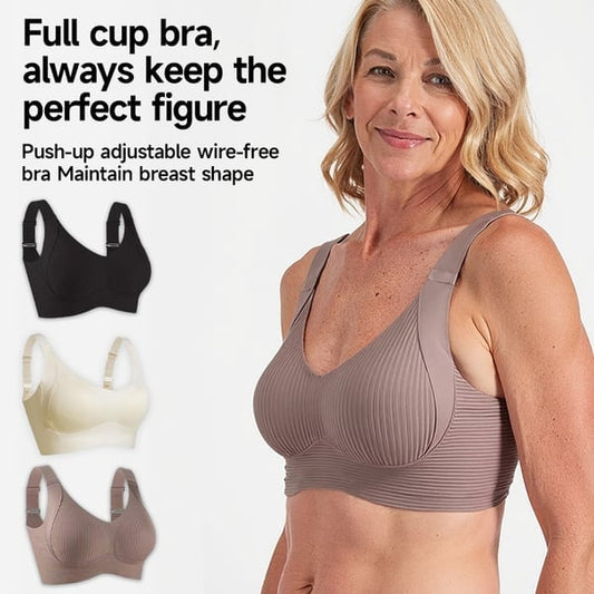 🎁Women's Ribbed Push Up Adjustable Wireless Bra