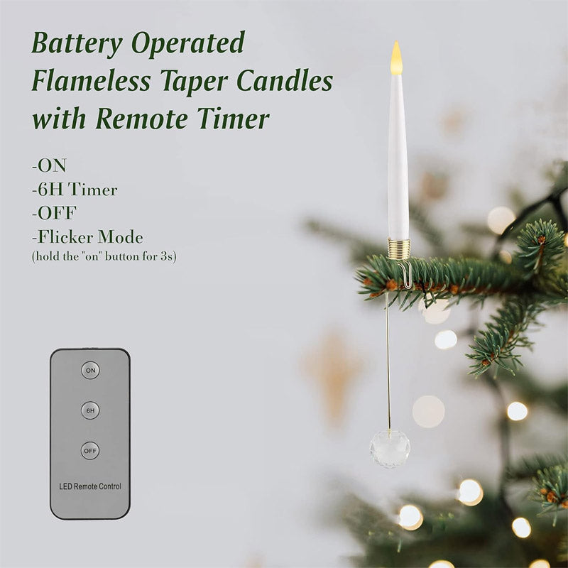 10-Pack Flameless Taper Christmas Tree Decoration Candles