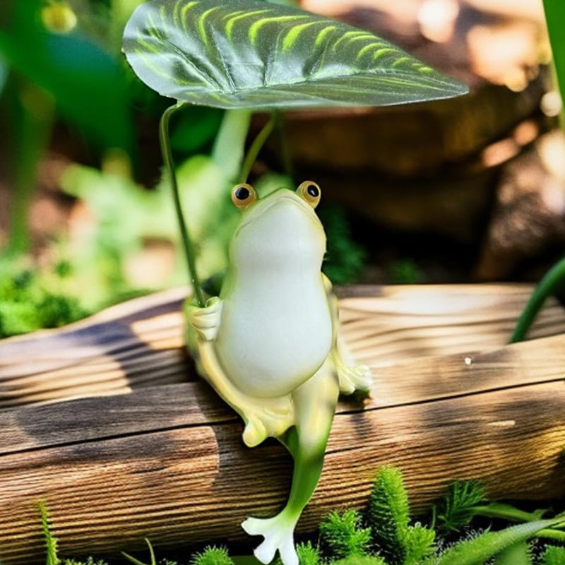 Little frog sheltering from the rain