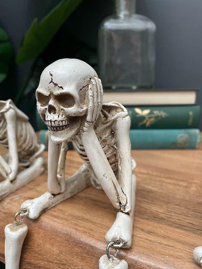 💀 Halloween Three Wise Skeletons Resin Figurines 🎃