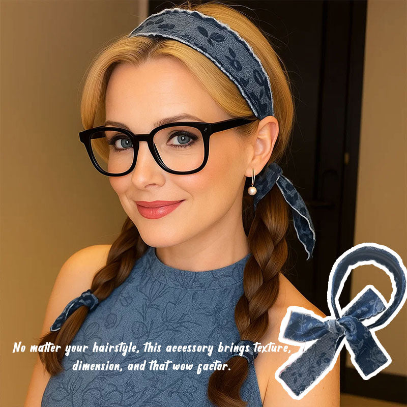 🌹 Boho-Chic Embroidered Denim Headband – Vintage Vibes, Modern Comfort 🌿