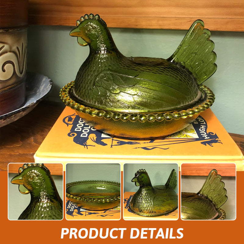 Cute Glass Hen Jar