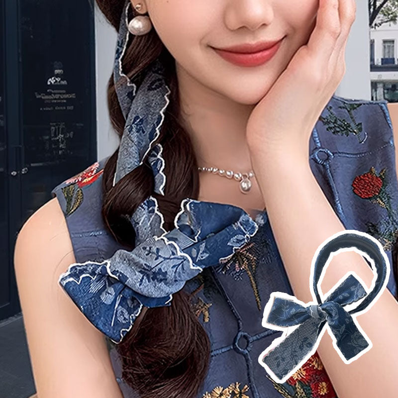 🌹 Boho-Chic Embroidered Denim Headband – Vintage Vibes, Modern Comfort 🌿