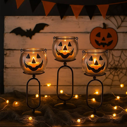 Pumpkin Glass Candlestick