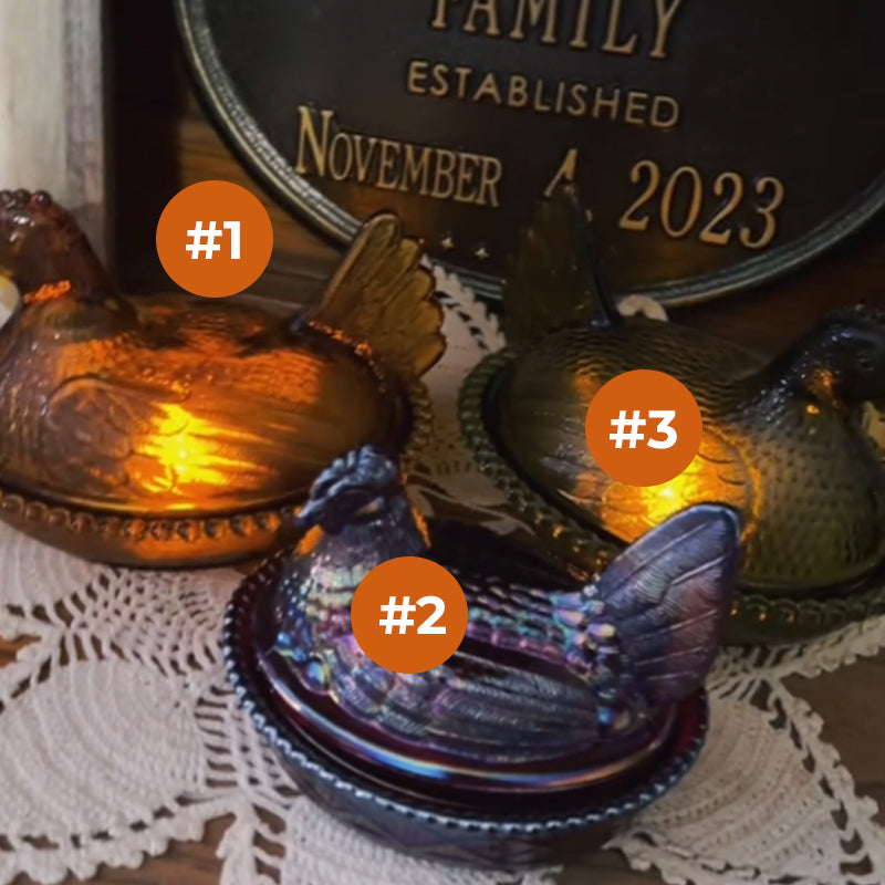 Cute Glass Hen Jar