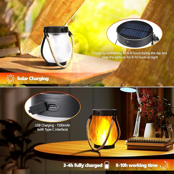 ✨Last Day 49% OFF-Dancing flame Solar Lantern Outdoor Lights