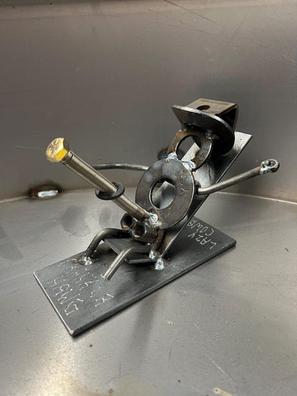 Handmade Jackin’ Cowboy Statue - Steel gag gift